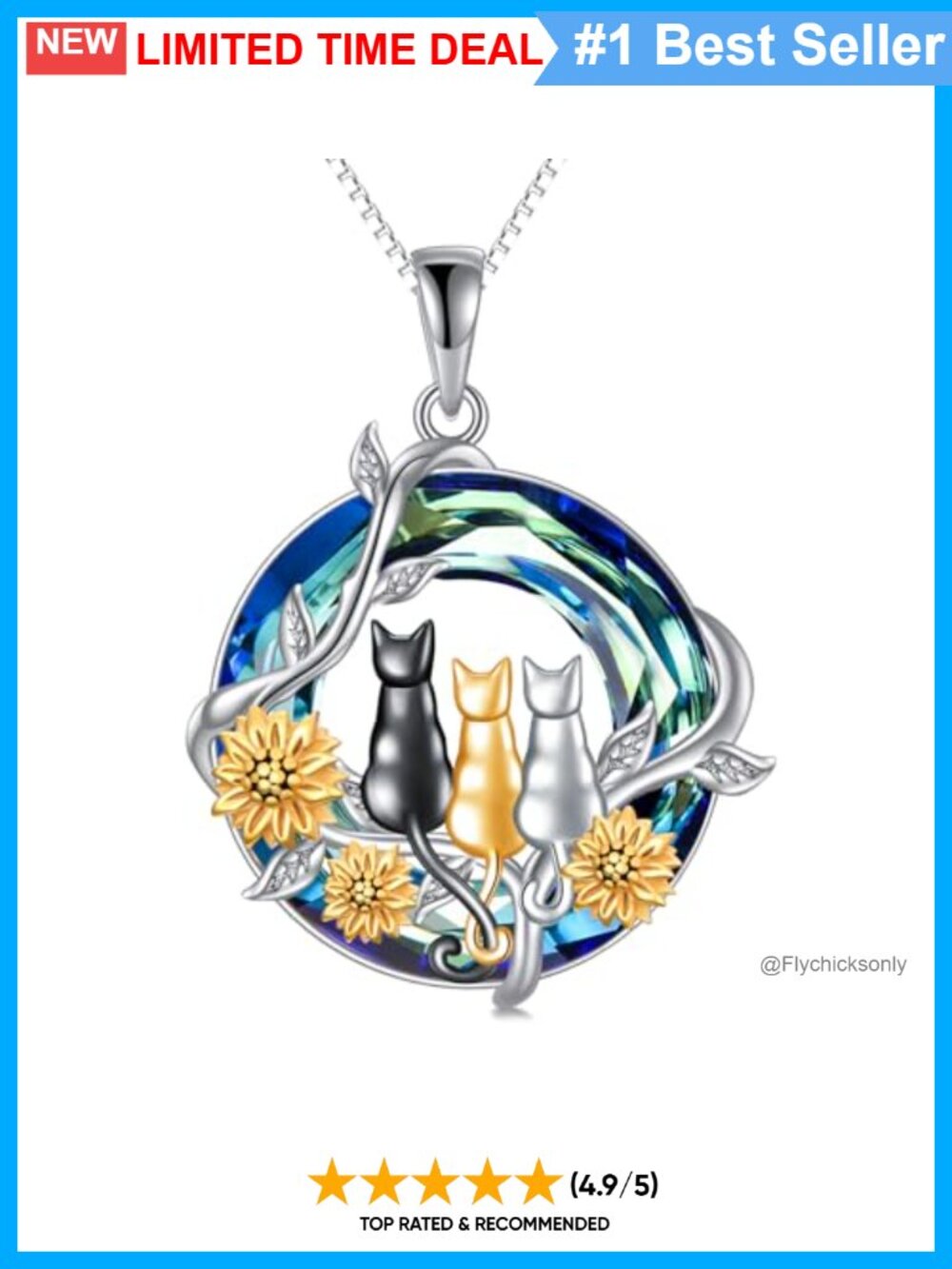 925 Sterling Silver Cat Necklace With Crystal, 18+2 Inch Chain, Gift For Her